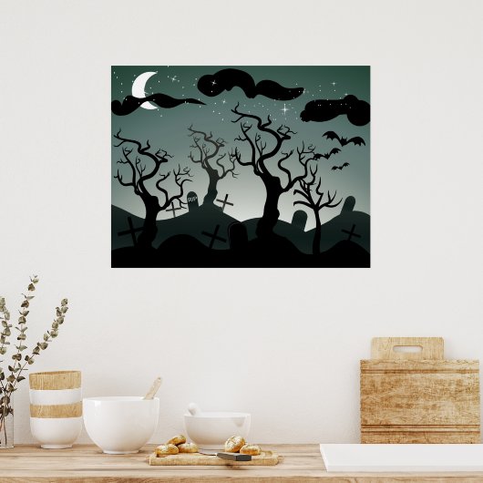 Gothic Graveyard Bäume Poster (Küche)