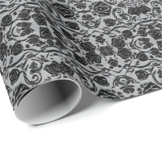 Gothic Graveyard Black Rose Muster Geschenkpapier