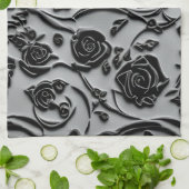 Gothic Graveyard Black Rose Muster Geschirrtuch (Gefaltet)