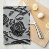 Gothic Graveyard Black Rose Muster Geschirrtuch (Viertel Falte)