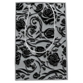 Gothic Graveyard Black Rose Muster Mittlere Geschenktüte (Vorderseite)