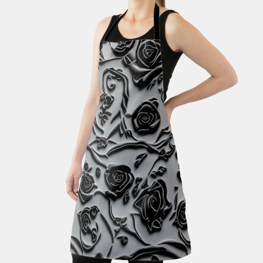 Gothic Graveyard Black Rose Muster Schürze (InSitu)