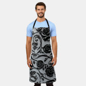 Gothic Graveyard Black Rose Muster Schürze (Getragen)