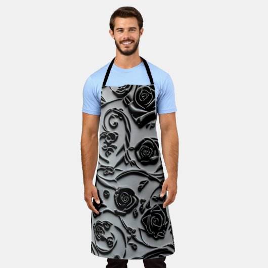 Gothic Graveyard Black Rose Muster Schürze (Getragen)