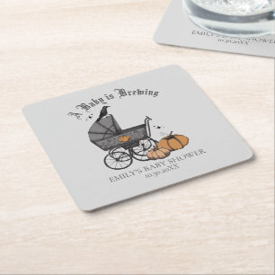 Gothic Gray A Baby Brewing Fall Baby Dusche Rechteckiger Pappuntersetzer