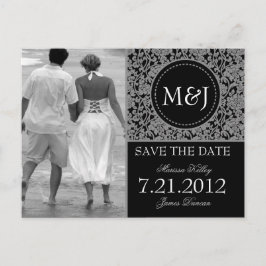 Gothic Gray & Black Blühte Save the Date Ankündigungspostkarte
