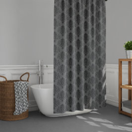 Gothic Gray Black Damask Muster Duschvorhang