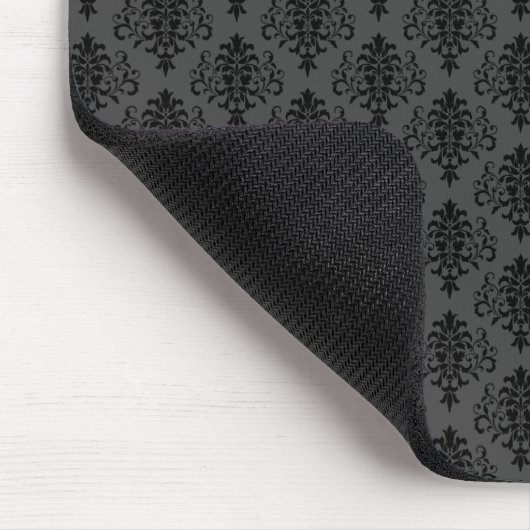 Gothic Gray Black Damask Muster Mousepad (Ecke)