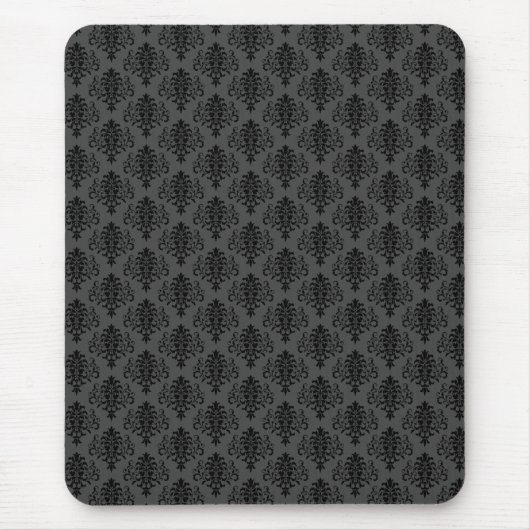 Gothic Gray Black Damask Muster Mousepad (Vorne)
