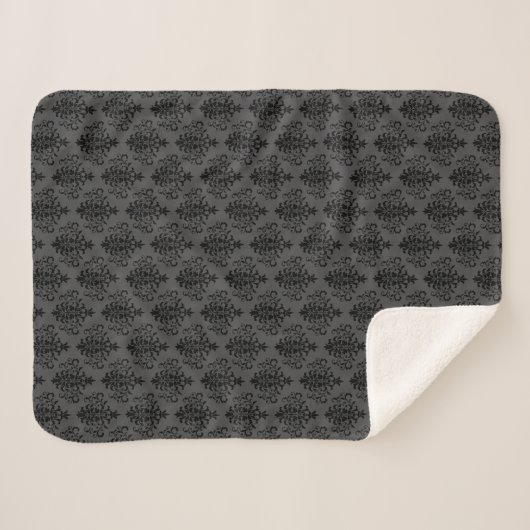 Gothic Gray Black Damask Muster Sherpadecke (Vorderseite (Horizontal))