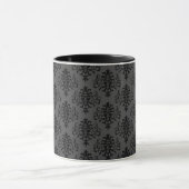 Gothic Gray Black Damask Muster Tasse (Zentrum)