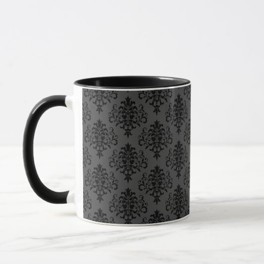 Gothic Gray Black Damask Muster Tasse (Links)
