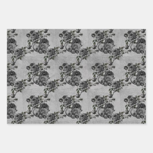 Gothic Gray Stone Skull Geschenkpapier Set (Vorderseite)