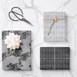 Gothic Gray Stone Skull Geschenkpapier Set