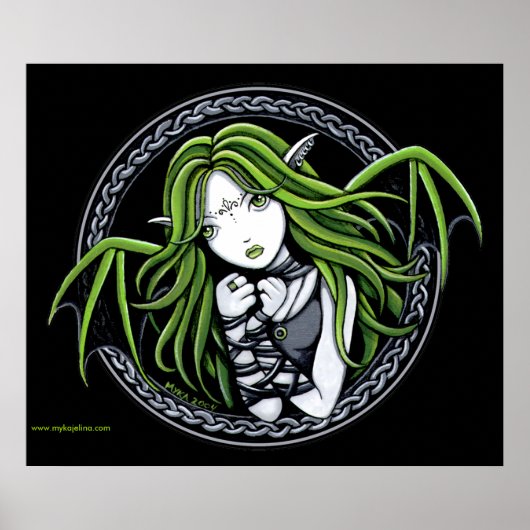 Gothic Green Bat Fairy Art Poster (Vorne)