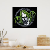 Gothic Green Bat Fairy Art Poster (Küche)