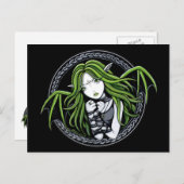 Gothic Green Bat Fairy Art Postkarte (Vorne/Hinten)