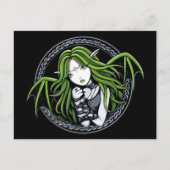Gothic Green Bat Fairy Art Postkarte (Vorderseite)