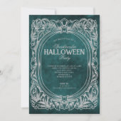 Gothic Green Gray Halloween-Party Einladung (Vorderseite)