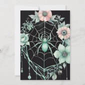 Gothic Green Mint Floral Spider Web-Brautparty Einladung (Rückseite)