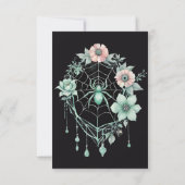 Gothic Green Mint Floral Spider Web Handfasts RSVP Karte (Rückseite)
