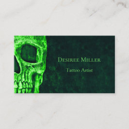 Gothic Green Skull Texture Background Tattoo Shop Visitenkarte