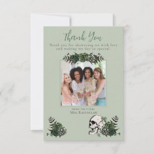 Gothic Green Skull und Blume Irish Brautparty Dankeskarte