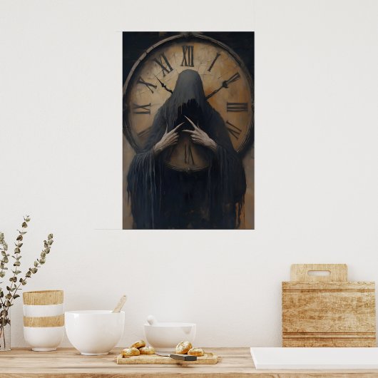 Gothic Grim Reaper Clock Art Printable Dark Poster (Küche)