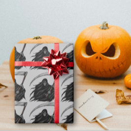 Gothic Grim Sensenmann mit Scythe (grau) Geschenkpapier