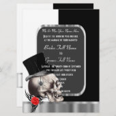 Gothic Groom Skull Schwarz-Weiß Einladung (Vorne/Hinten)