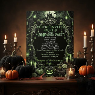Gothic Grüner Halloween Geister Schloss Schwarzer Einladung