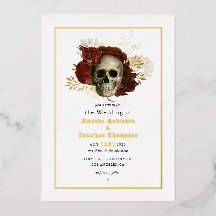 Gothic Grunge Blues Skull Wedding Foil Einladung