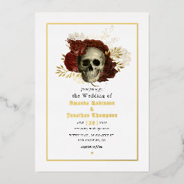 Gothic Grunge Blues Skull Wedding Foil Einladung