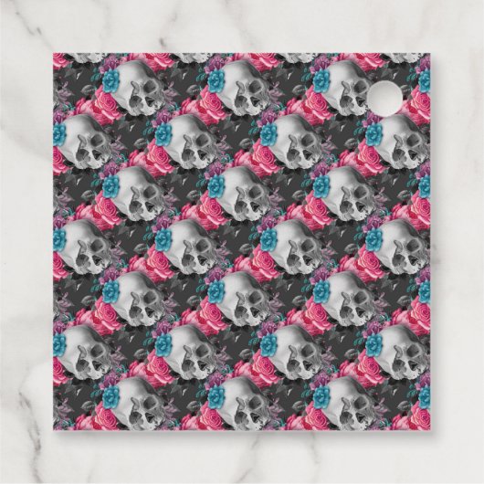Gothic Grunge Floral Skull Geschenkanhänger (Rückseite)