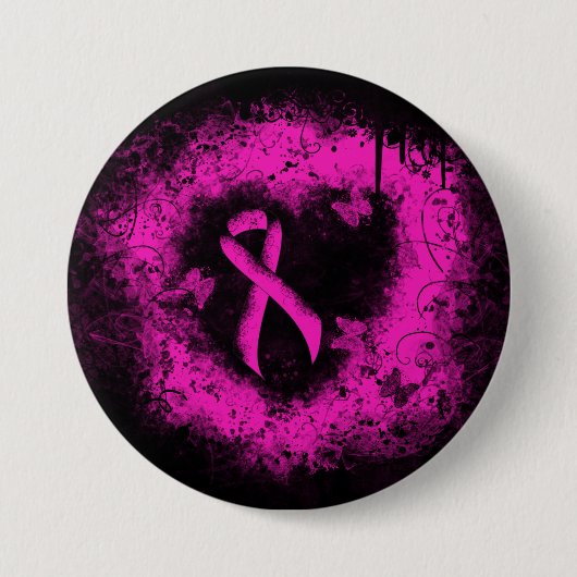 Gothic grunge Hot Pink Awareness Ribbon Button (Vorderseite)