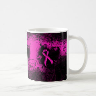 Gothic grunge Hot Pink Awareness Ribbon Kaffeetasse