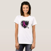 Gothic grunge Hot Pink Awareness Ribbon T-Shirt (Vorne ganz)