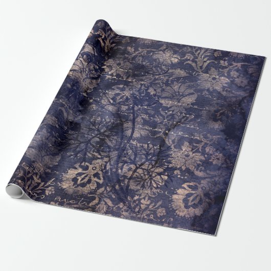 Gothic Grunge Indigo Geschenkpapier (Ungerollt)