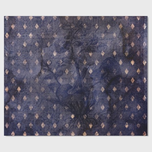Gothic Grunge Indigo Geschenkpapier (Flach)
