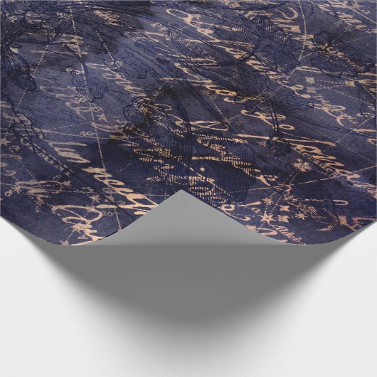 Gothic Grunge Indigo  Geschenkpapier (Ecke)