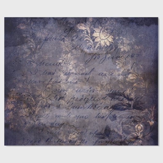 Gothic Grunge Indigo Geschenkpapier (Flach)