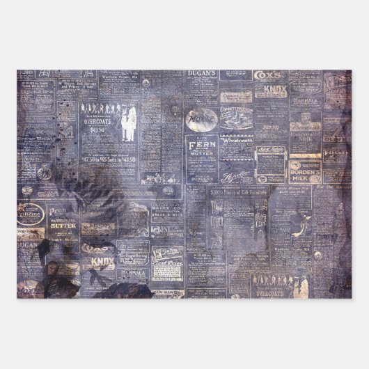 Gothic Grunge Indigo Geschenkpapier Set (Vorderseite 3)