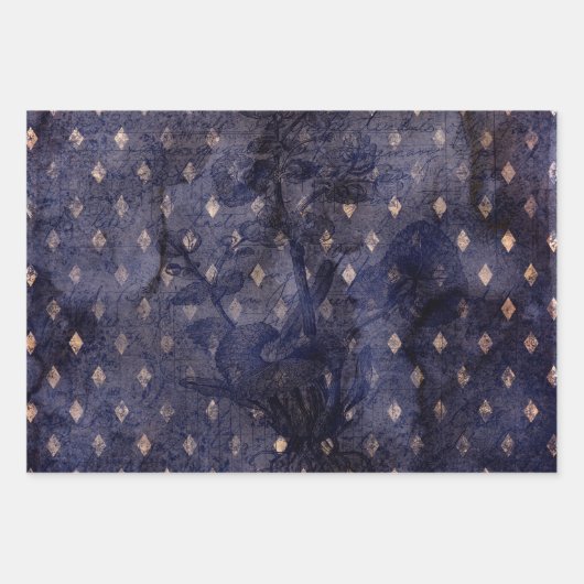 Gothic Grunge Indigo  Geschenkpapier Set (Vorderseite 3)