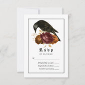 Gothic Grunge Raven Wedding RSVP Karte (Vorderseite)