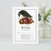 Gothic Grunge Raven Wedding RSVP Karte (Stehend Vorderseite)