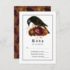 Gothic Grunge Raven Wedding RSVP Karte