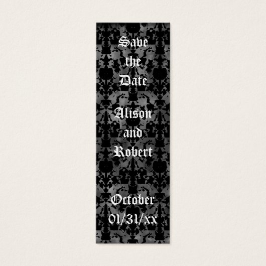 Gothic grunge Save the Date Mini-Buchmarken (Vorderseite)