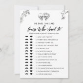 Gothic Guess, der sagte es Brautparty Game Card Einladung (Vorderseite)