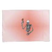 Gothic Half Skeleton Holding Rote Rose Rosa Kissenbezug (Vorderseite-Rechts)