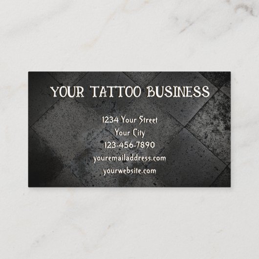 Gothic Half Skull Aquamarin Black Tattoo Shop Visitenkarte (Rückseite)